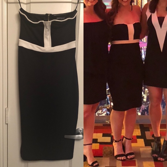 Express Black/White Dress - Picture 1 of 8